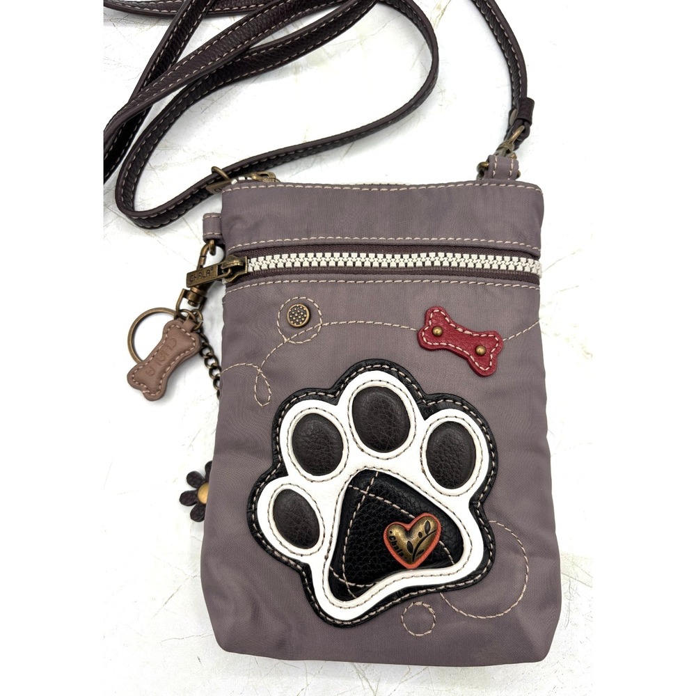 Chala Cell Phone‎ Venture Crossbody Purse Paw Print Grey 702PWA5 Adjustable NWT